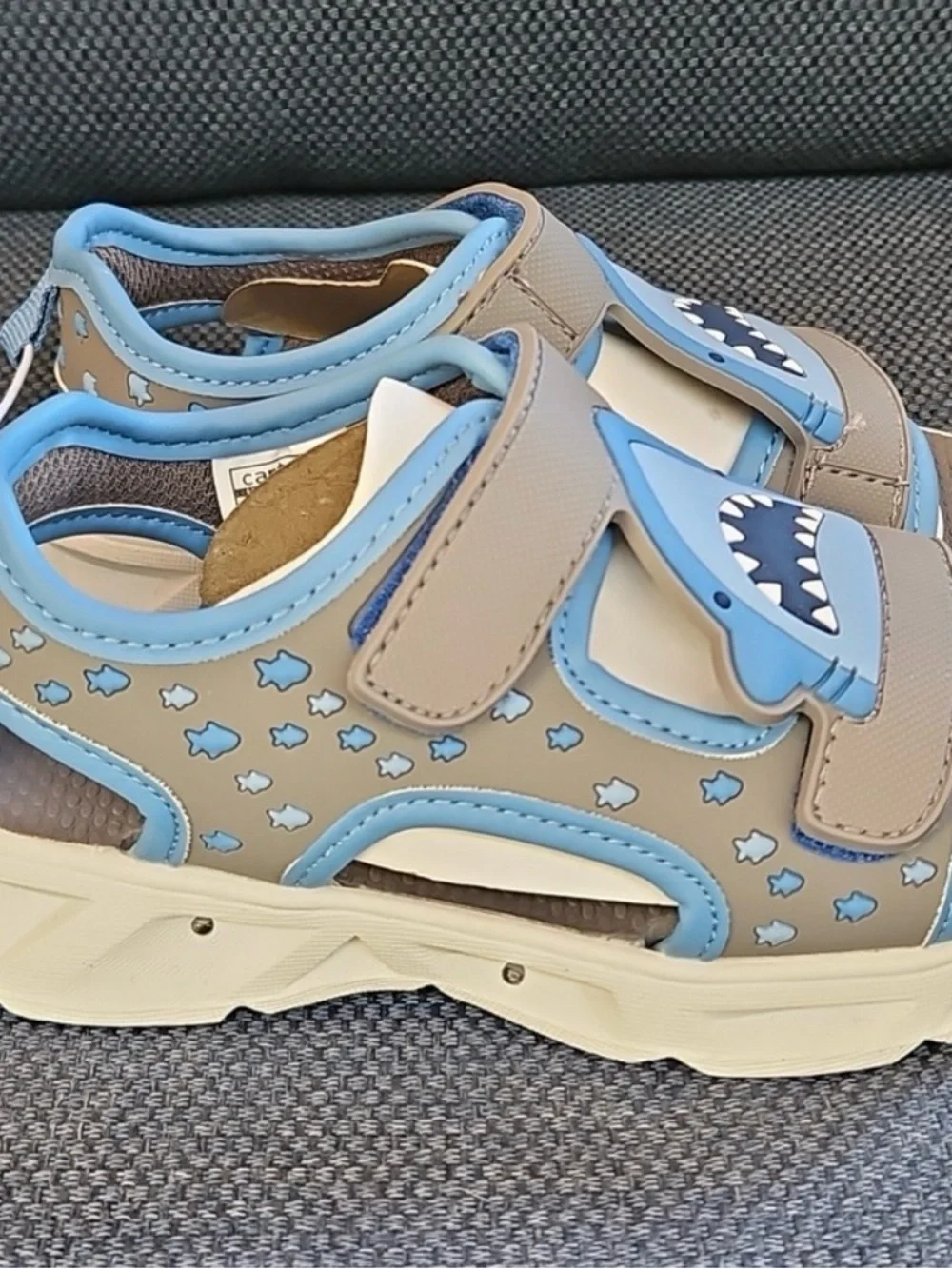 Carter's Gray & Blue Shark Hook-and-Loop Sandals